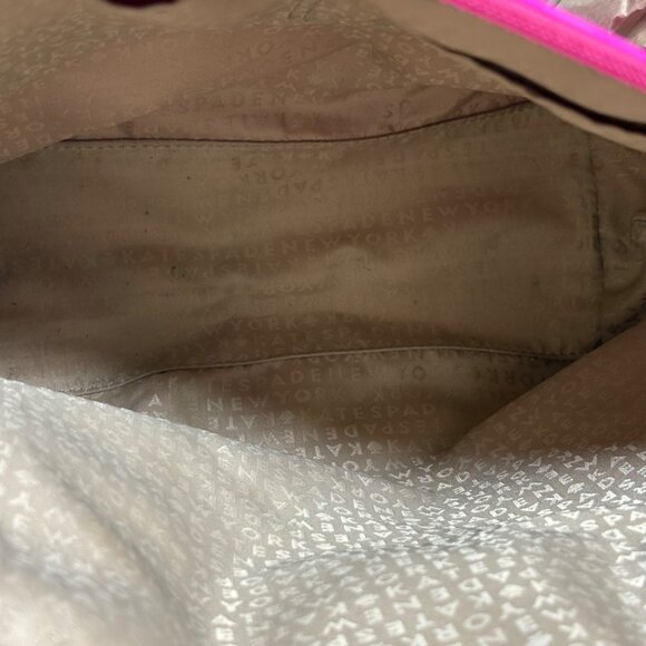 KATE SPADE HOT PINK NYLON TOTE HANDBAG LOGO PRINT ZIPPER 9X4X10
